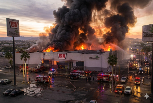 ¡TRAGEDIA EN LOS MOCHIS! Incendio en una plaza comercial deja varios fallecidos