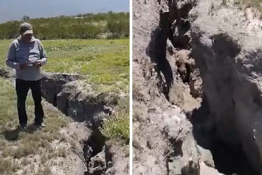 Reportan apertura de grieta de 200 metros en Galeana, Nuevo Leon