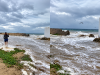 Se desborda el mar en Puerto San Carlos; colapsa muro de contención por oleaje del huracán Polo